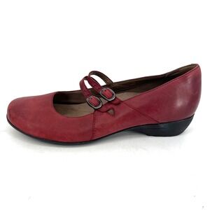 Dansko Fynn Red Leather Double Strap Mary Jane Flats Women Size 42 EU 10.5 US